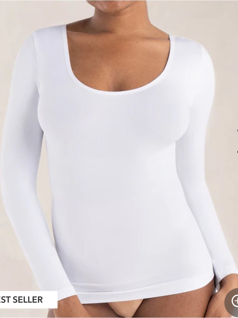 Shapermint Essentials All Day Every Day Long Sleeve Shaping T-Shirt White Sz 2XL